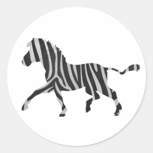 Zebra Black and Light Gray Silhouette Runder Aufkleber