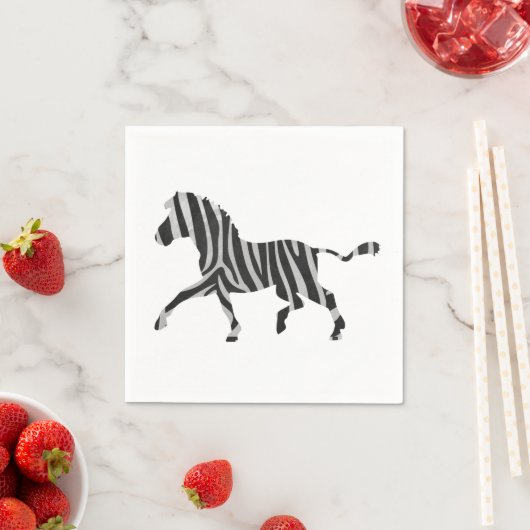Zebra Black and Light Gray Silhouette Serviette (Beispiel)