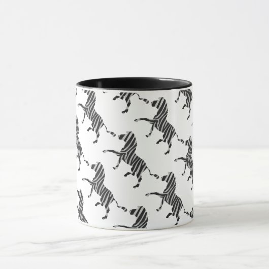Zebra Black and Light Gray Silhouette Tasse (Zentrum)