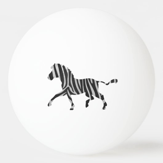 Zebra Black and Light Gray Silhouette Tischtennisball (Rückseite)