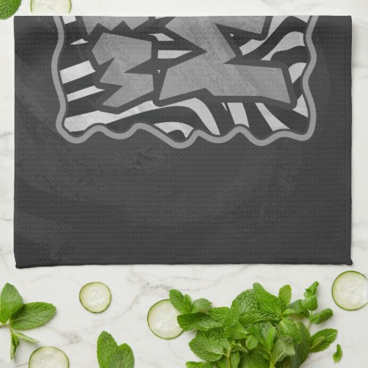 Zebra Black and Light Gray Wild Me Geschirrtuch (Gefaltet)