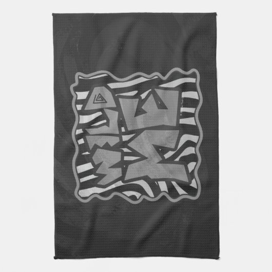 Zebra Black and Light Gray Wild Me Geschirrtuch (Vertikal)