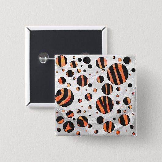 Zebra Black and Orange Polka Dots Button (Vorne & Hinten)