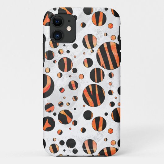 Zebra Black and Orange Polka Dots Case-Mate iPhone Hülle (Rückseite)