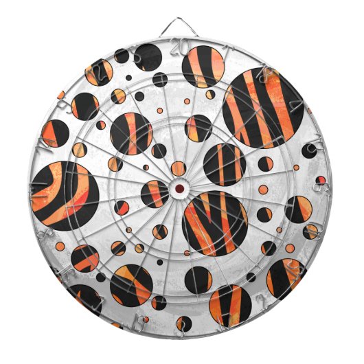 Zebra Black and Orange Polka Dots Dartscheibe (vorne)