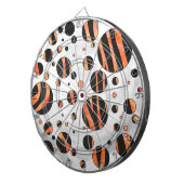 Zebra Black and Orange Polka Dots Dartscheibe (Vorderseite rechts)