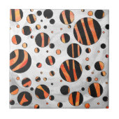 Zebra Black and Orange Polka Dots Fliese (Vorderseite)