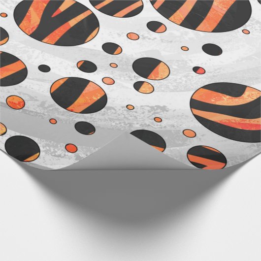 Zebra Black and Orange Polka Dots Geschenkpapier (Ecke)