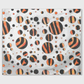 Zebra Black and Orange Polka Dots Geschenkpapier (Flach)