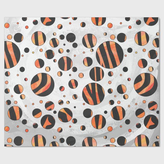 Zebra Black and Orange Polka Dots Geschenkpapier (Flach)