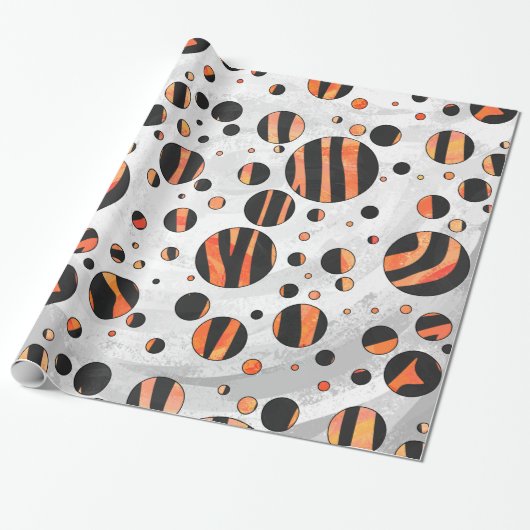 Zebra Black and Orange Polka Dots Geschenkpapier (Ungerollt)