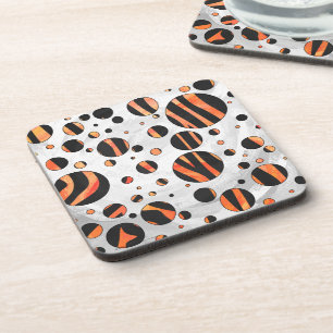 Zebra Black and Orange Polka Dots Getränkeuntersetzer