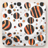 Zebra Black and Orange Polka Dots Getränkeuntersetzer (Vorderseite)