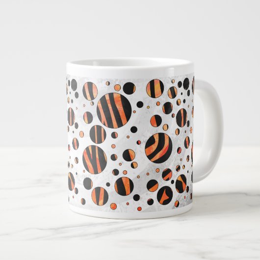 Zebra Black and Orange Polka Dots Jumbo-Tasse (Vorderseite Rechts)