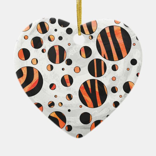 Zebra Black and Orange Polka Dots Keramikornament (Vorne)