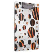 Zebra Black and Orange Polka Dots Klemmbrett (Rechts)