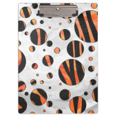 Zebra Black and Orange Polka Dots Klemmbrett (Vorderseite)