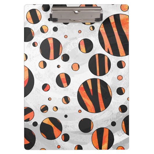 Zebra Black and Orange Polka Dots Klemmbrett (Vorderseite)