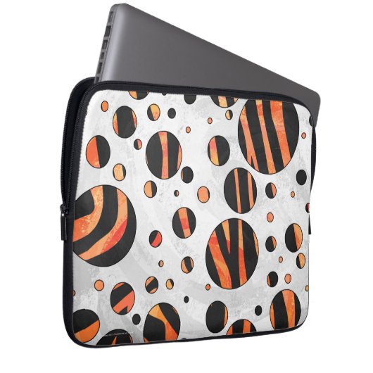 Zebra Black and Orange Polka Dots Laptopschutzhülle (Vorne Rechts)