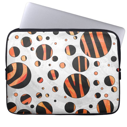 Zebra Black and Orange Polka Dots Laptopschutzhülle (Vorderseite)