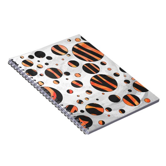 Zebra Black and Orange Polka Dots Notizblock (Rechte Seite)