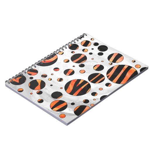 Zebra Black and Orange Polka Dots Notizblock (Linke Seite)