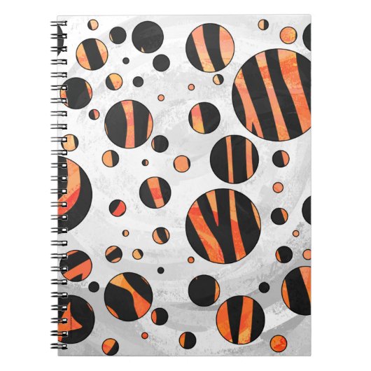 Zebra Black and Orange Polka Dots Notizblock (Vorderseite)