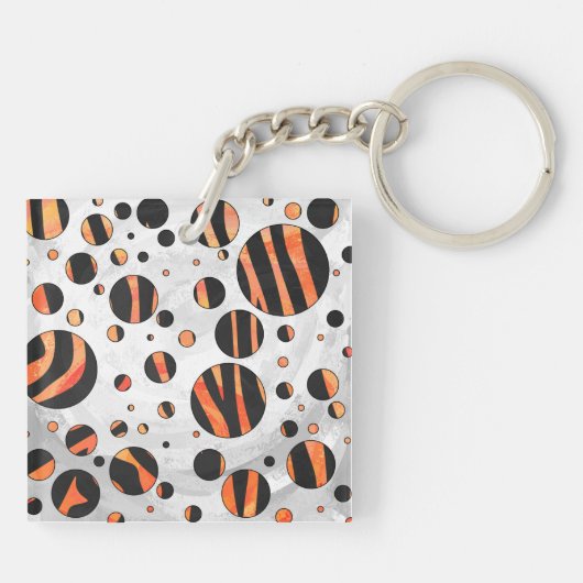 Zebra Black and Orange Polka Dots Schlüsselanhänger (Rückseite)