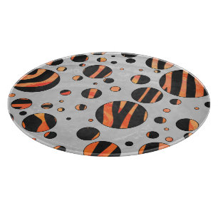 Zebra Black and Orange Polka Dots Schneidebrett