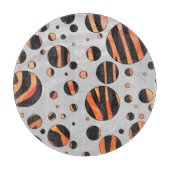 Zebra Black and Orange Polka Dots Schneidebrett (Vorderseite)