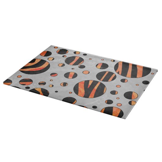 Zebra Black and Orange Polka Dots Schneidebrett (Ecke)
