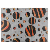 Zebra Black and Orange Polka Dots Schneidebrett (Vorderseite)