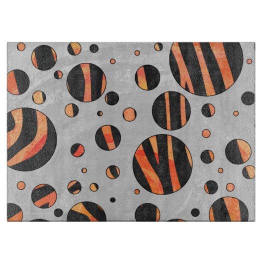 Zebra Black and Orange Polka Dots Schneidebrett (Vorderseite)