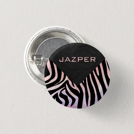 Zebra Black and Pink Monogram Button (Vorne & Hinten)