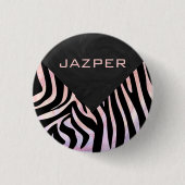 Zebra Black and Pink Monogram Button (Vorderseite)
