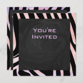 Zebra Black and Pink Monogram Einladung (Vorne/Hinten)