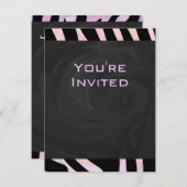Zebra Black and Pink Monogram Einladung (Vorne/Hinten)