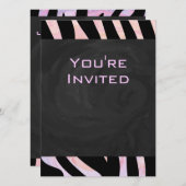 Zebra Black and Pink Monogram Einladung (Vorne/Hinten)