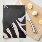 Zebra Black and Pink Monogram Geschirrtuch (Viertel Falte)