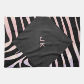 Zebra Black and Pink Monogram Geschirrtuch (Horizontal)