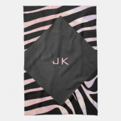 Zebra Black and Pink Monogram Geschirrtuch (Vertikal)