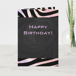 Zebra Black and Pink Monogram Karte