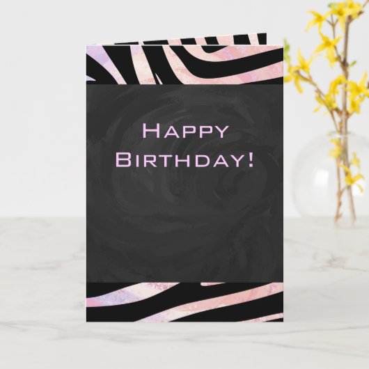 Zebra Black and Pink Monogram Karte (Gelbe Blume)
