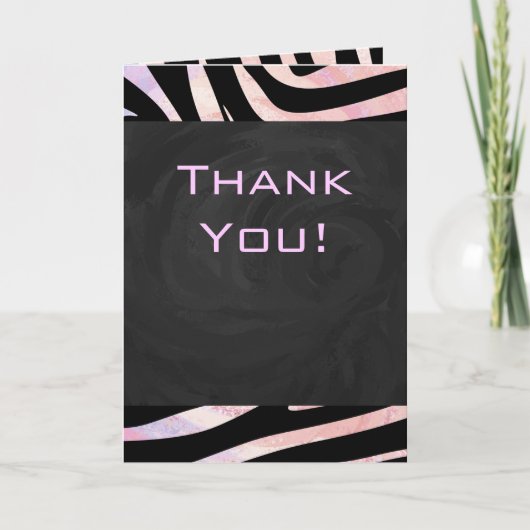 Zebra Black and Pink Monogram Karte (Vorderseite)