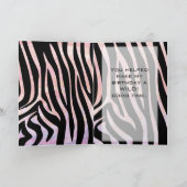 Zebra Black and Pink Monogram Karte (Innenseite)
