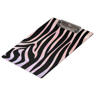 Zebra Black and Pink Monogram Klemmbrett