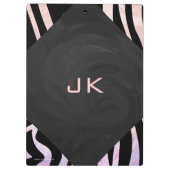 Zebra Black and Pink Monogram Klemmbrett (Rückseite)