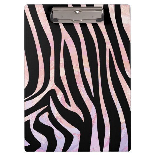 Zebra Black and Pink Monogram Klemmbrett (Vorderseite)