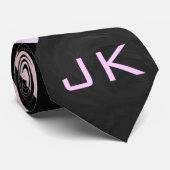 Zebra Black and Pink Monogram Krawatte (Gerollt)