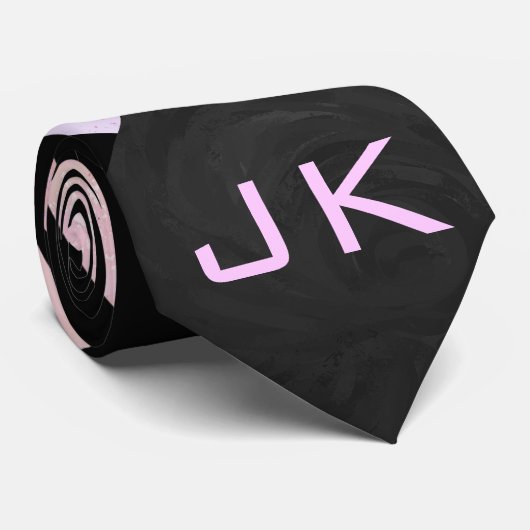 Zebra Black and Pink Monogram Krawatte (Gerollt)